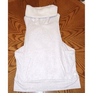 ALO Yoga Womens Vest M Heather White Gray Frost Winter Fleece Lined Cowl Neck